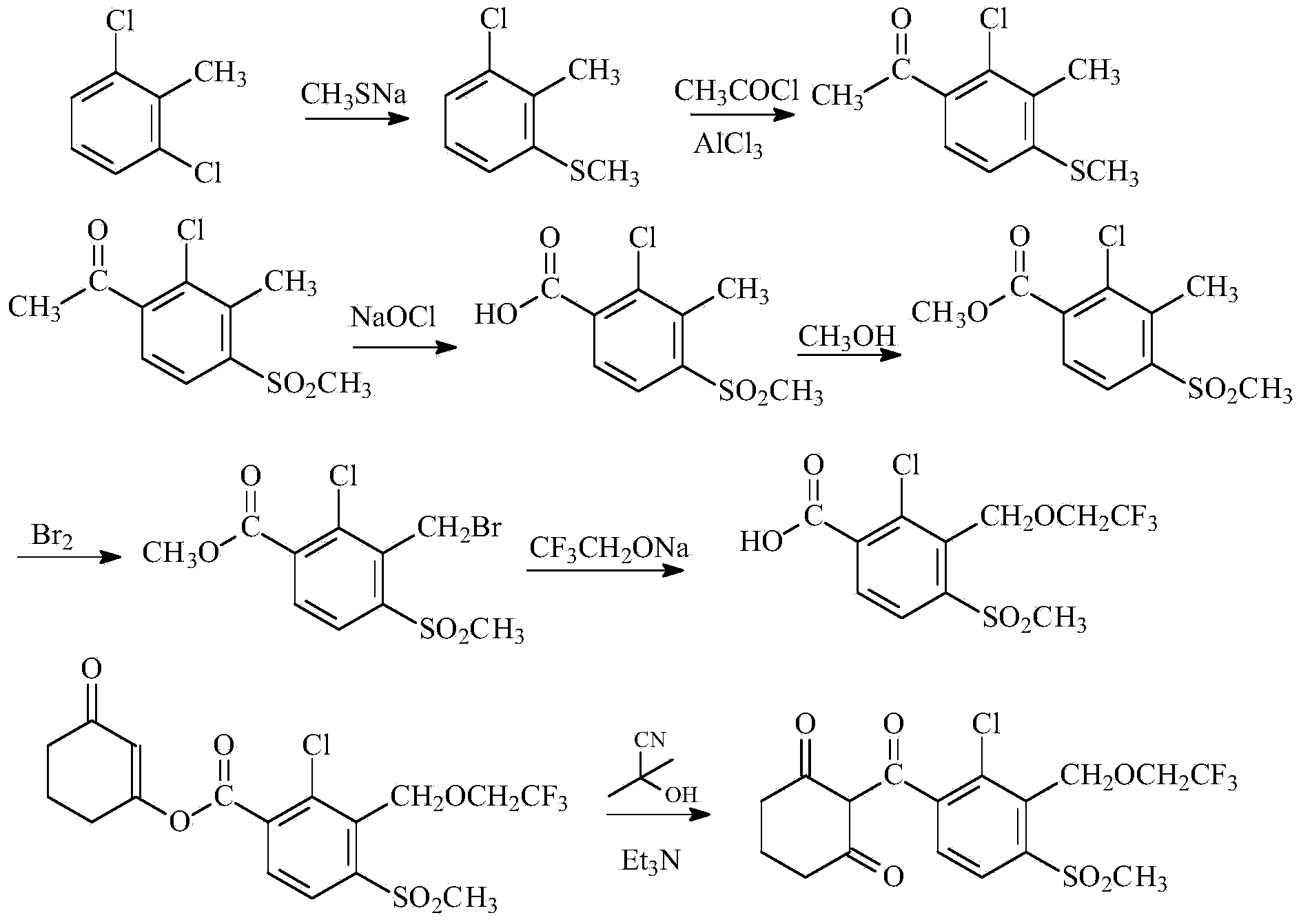 Process for synthesizing triketone herbicide cyclic sulcotrione