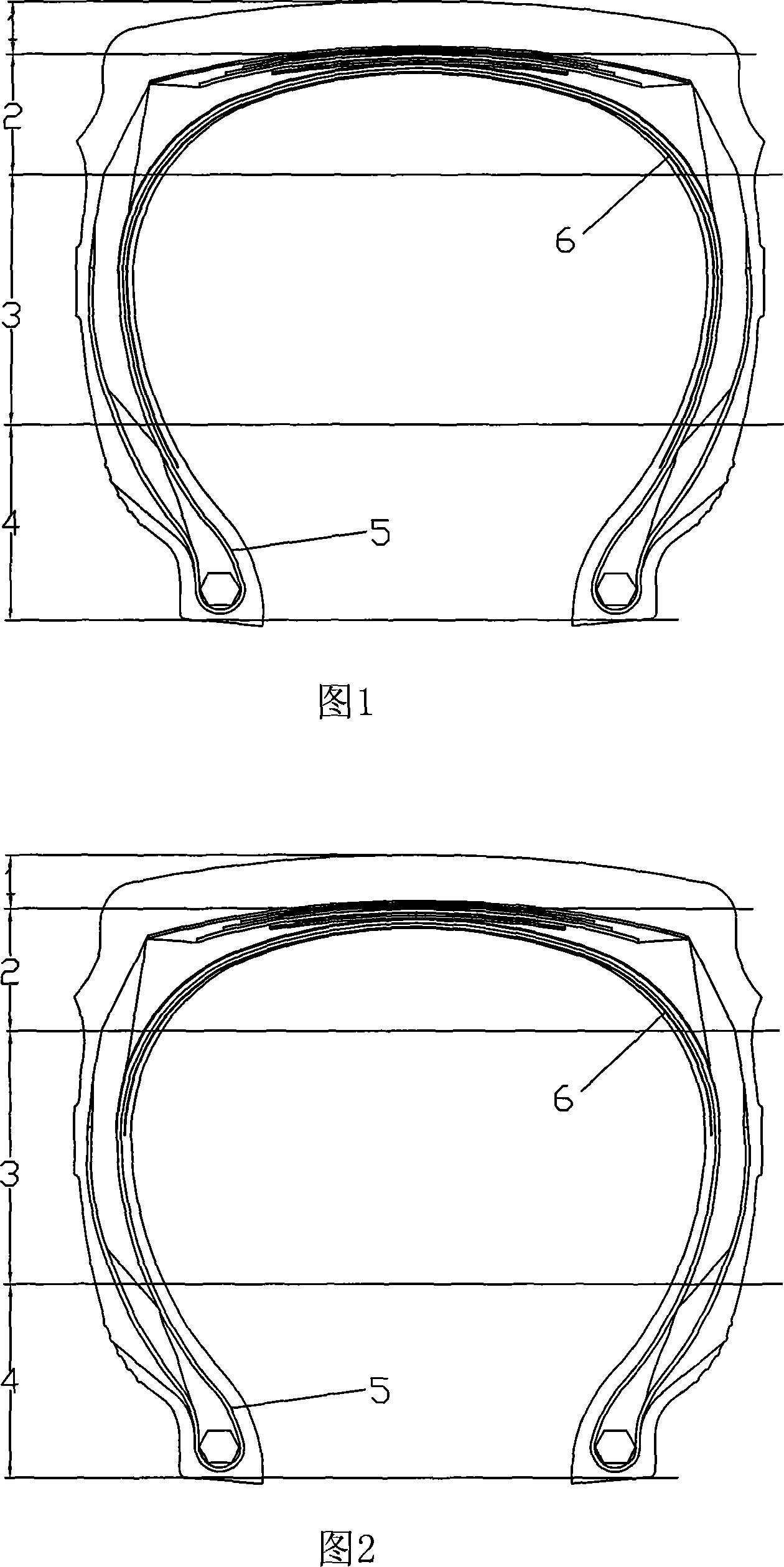 Tyre with integral curtain cloth reinforced layer