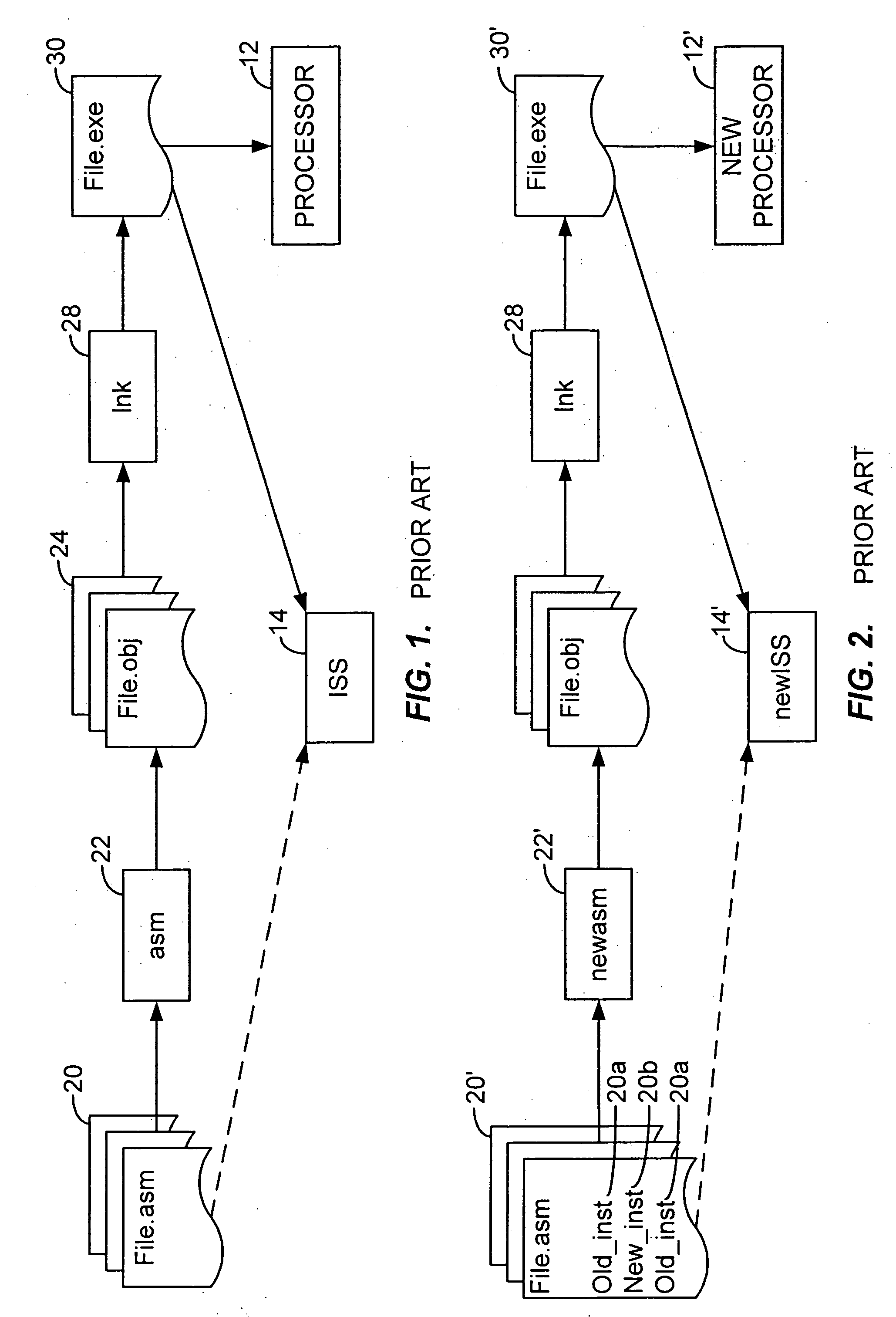 Assembly language code compilation for an instruction-set architecture containing new instructions using the prior assembler