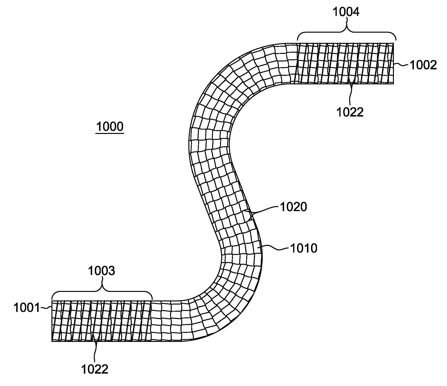 Formed hose with different fiber-reinforced regions