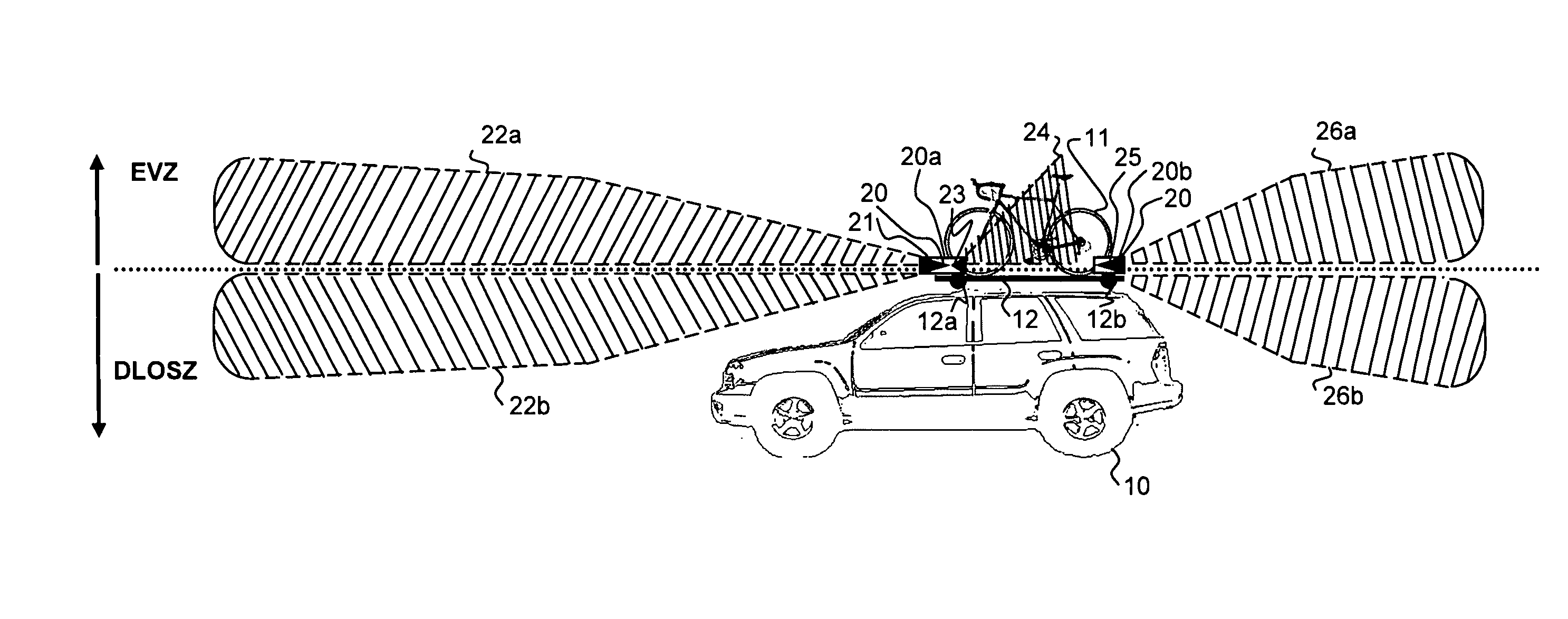 Radar collision warning system for rooftop mounted cargo