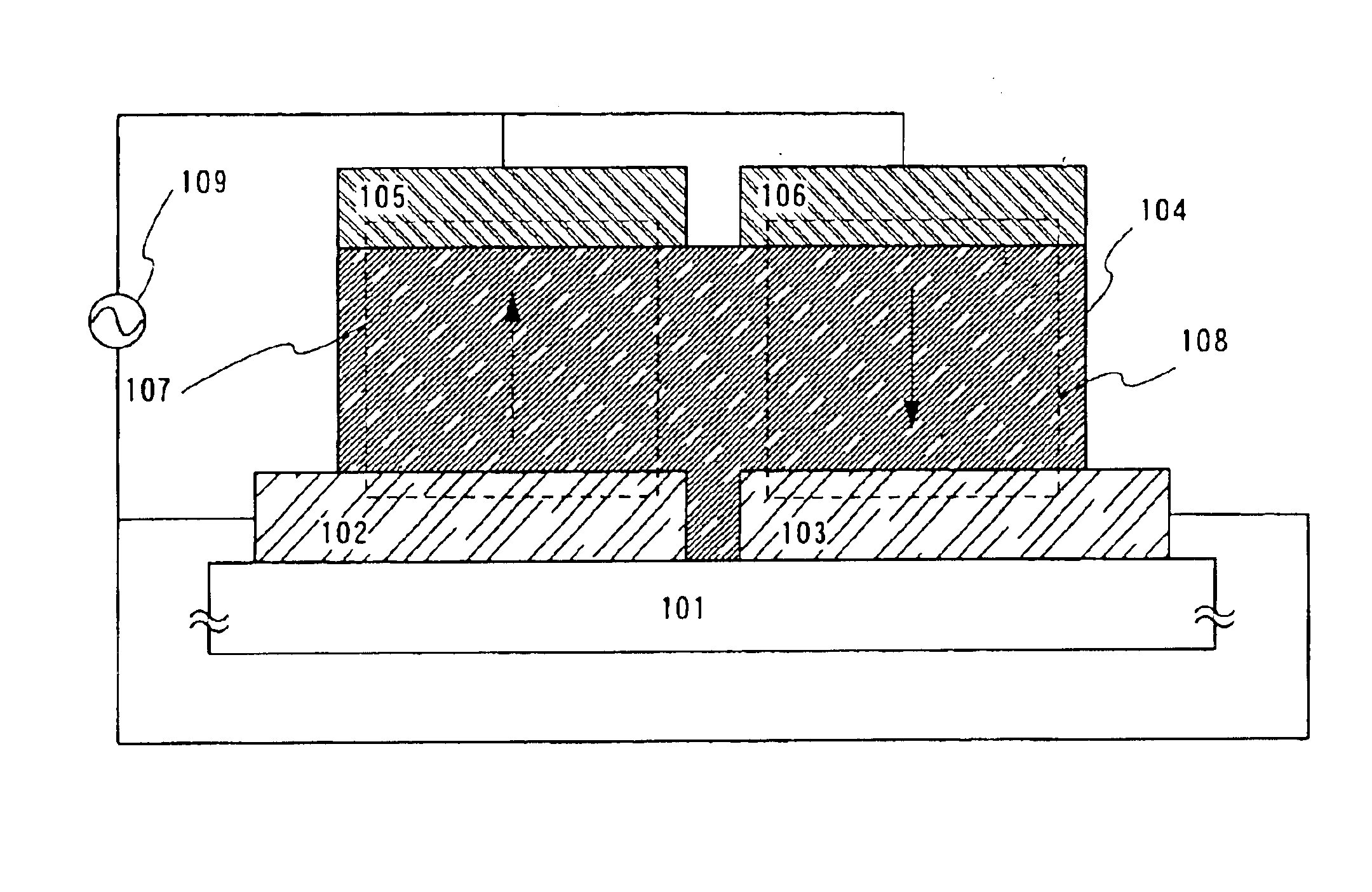 Light emitting device driving by alternating current in which light emission is always obtained