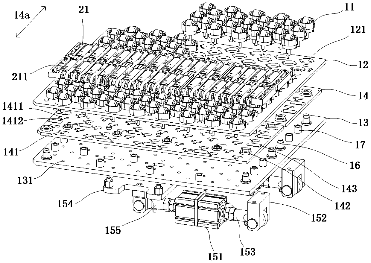 Driving device for rollers on modular belt and conveyor system