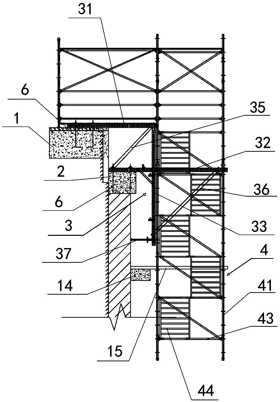 Assembly type double-point fixed foundation pit bridleway structure and construction method thereof