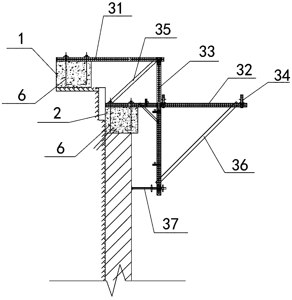 Assembly type double-point fixed foundation pit bridleway structure and construction method thereof