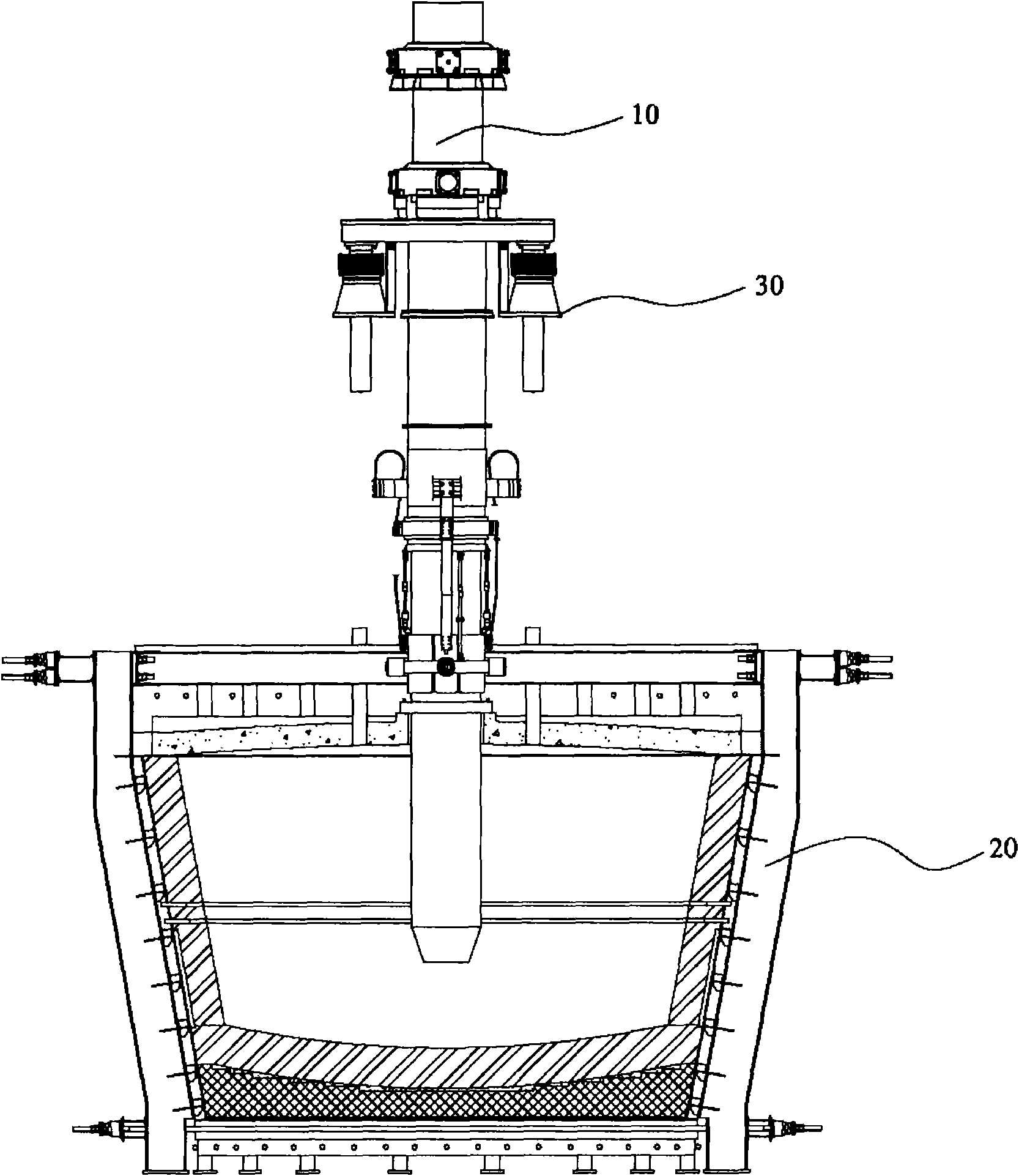 Automatic control device of electrode deep insertion of submerged electric furnace