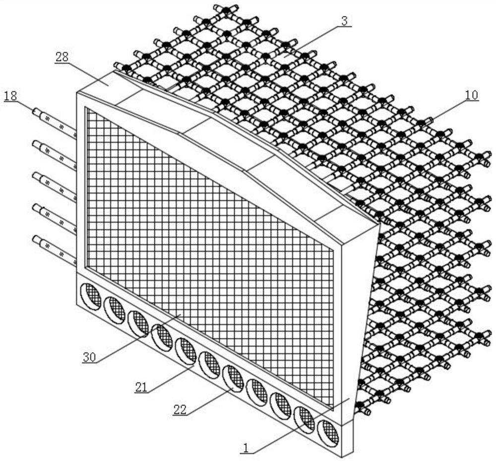 A three-dimensional reinforced rigid-flexible composite ecological retaining wall based on ecological composite matrix