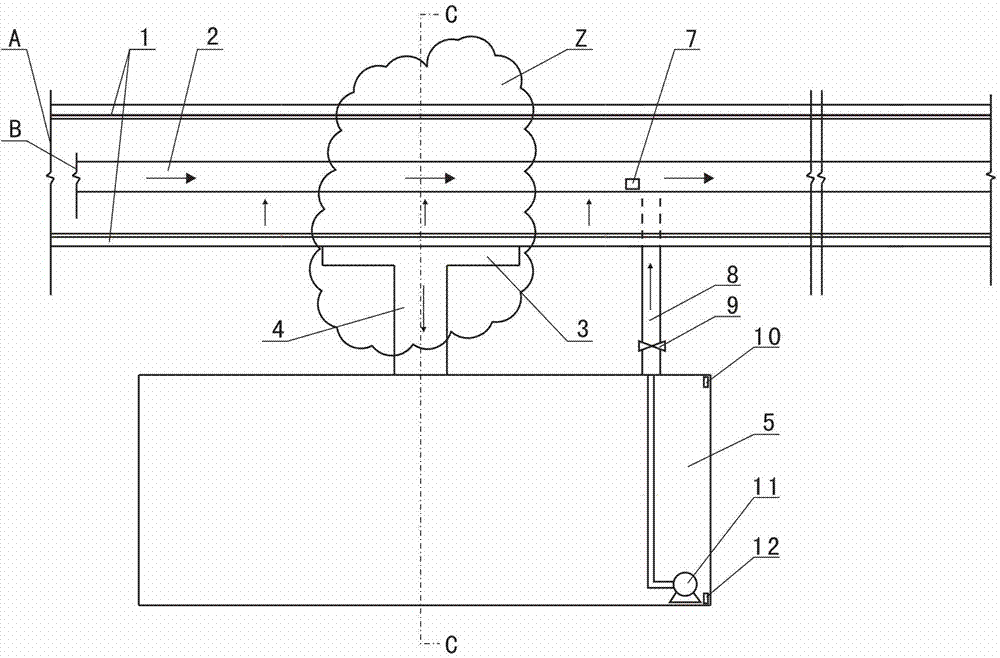 Buffer system for draining local burst gushing water of tunnel and control method