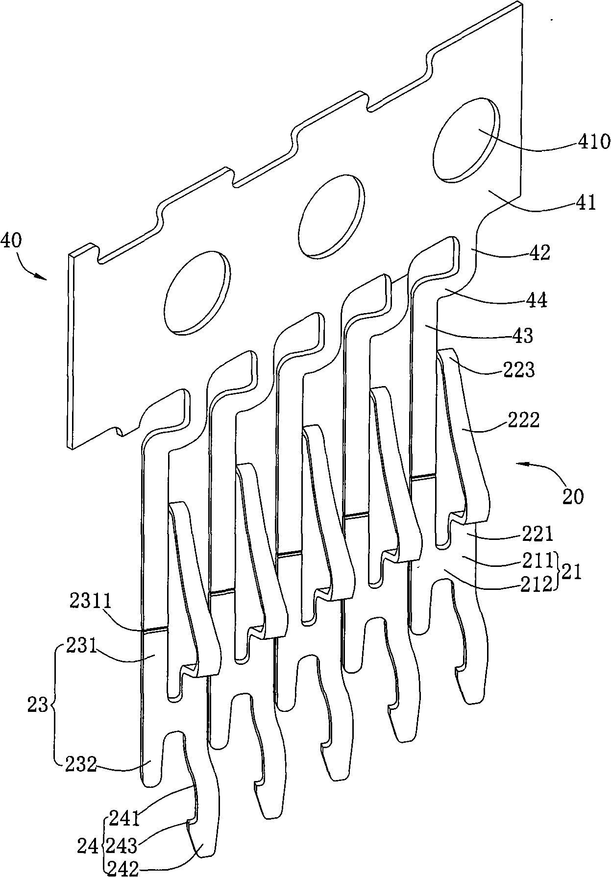 Terminal material strip structure and method for removing material strip of terminal material strip