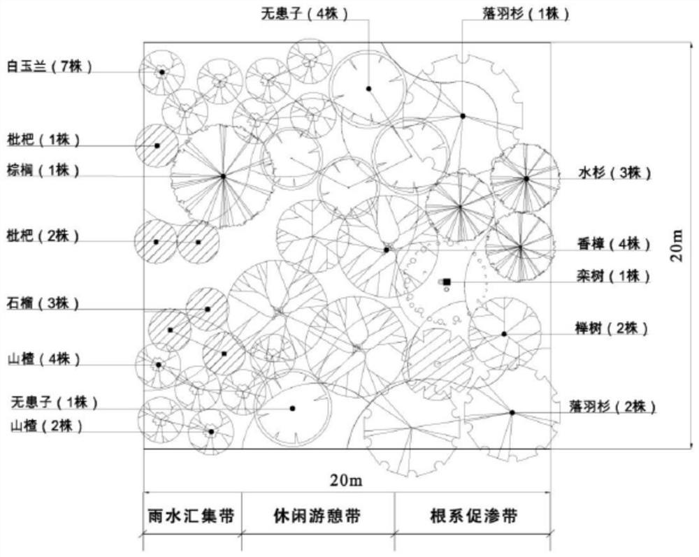 A kind of method of constructing root system to promote infiltration type garden plant community