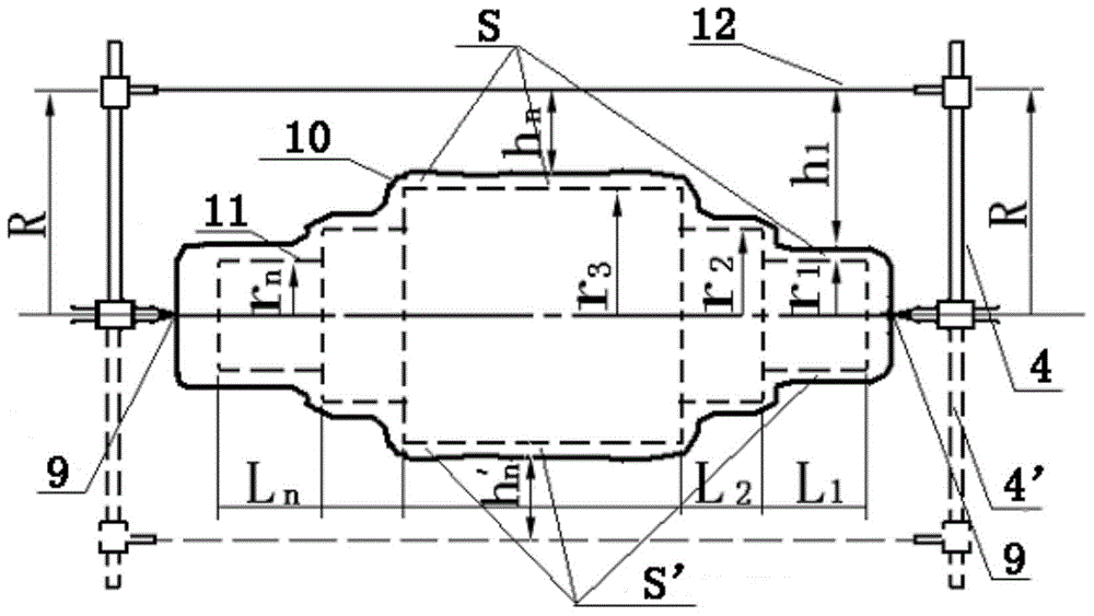 Platform-free line drawing device and method for shaft and roller pieces