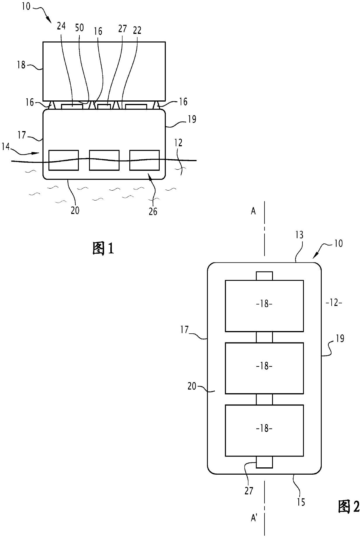 Method for assembling an apparatus intended for being placed in a body of water