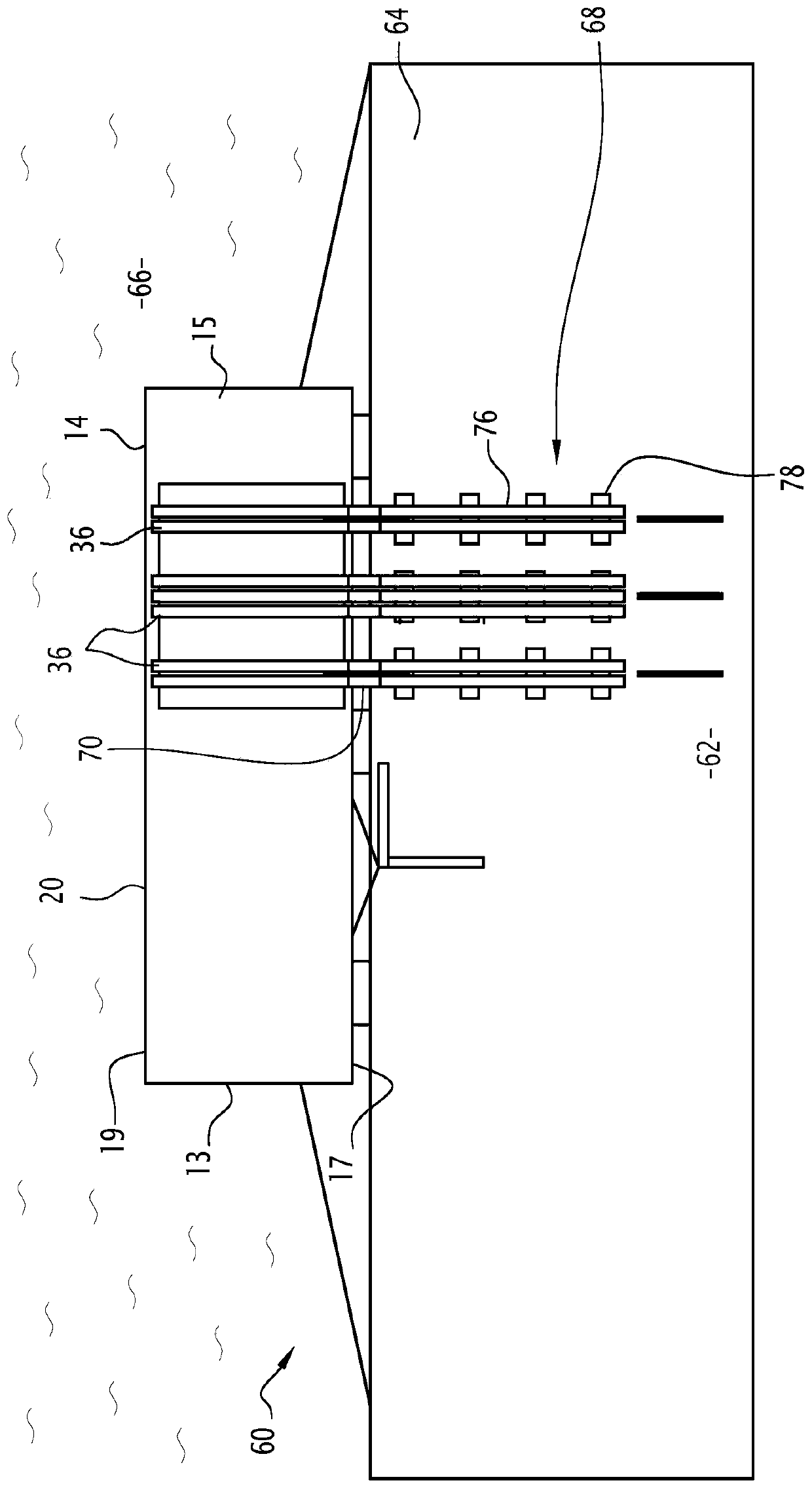 Method for assembling an apparatus intended for being placed in a body of water