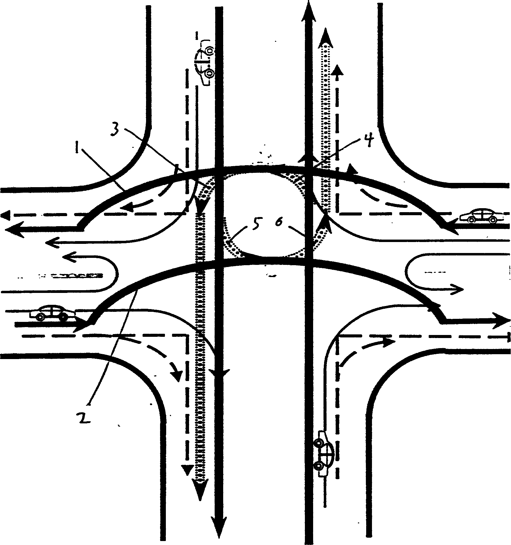 Structure of access bridge at crossroad and method for arranging access bridge at crossroad
