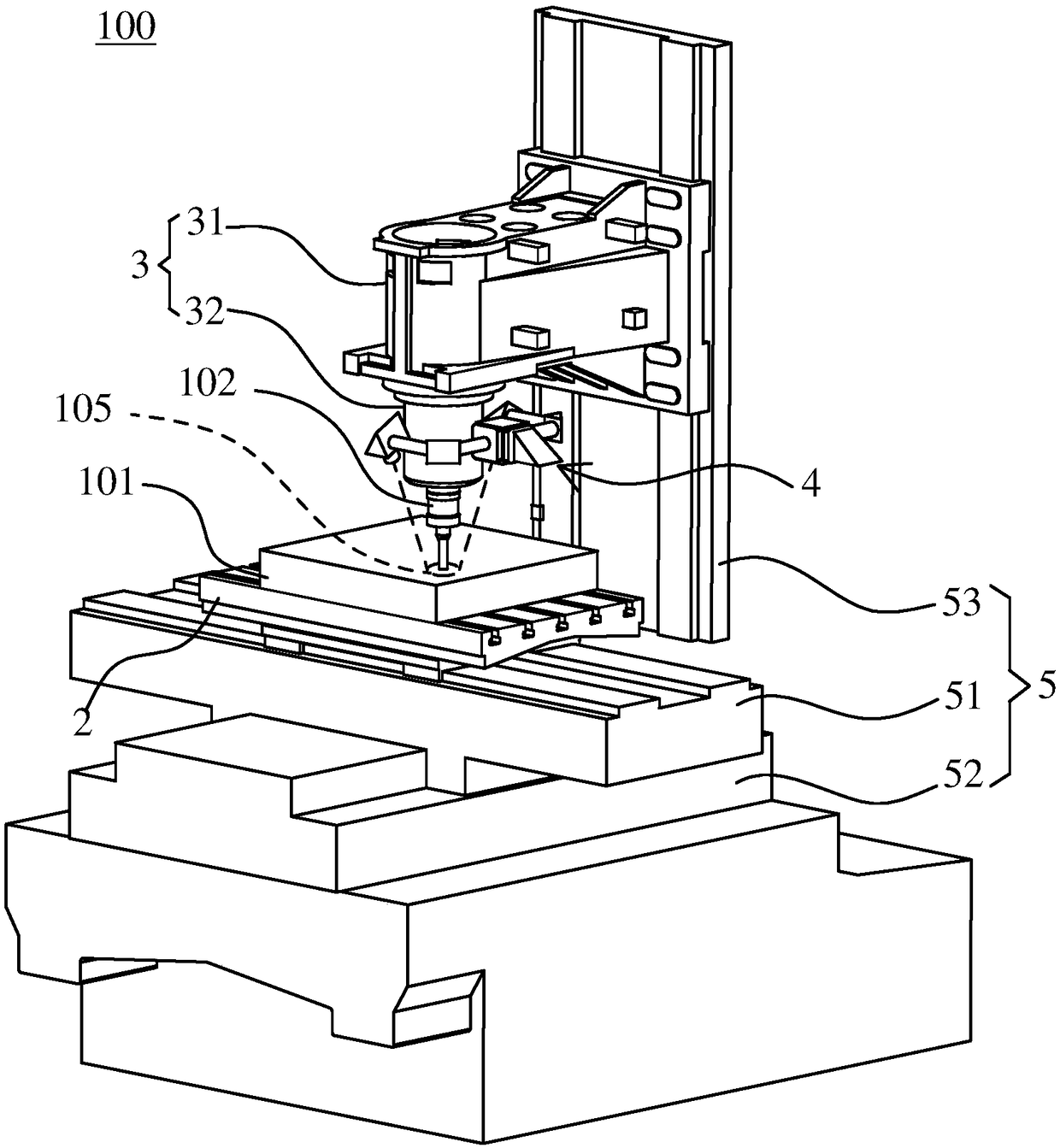 Machining machine for combined machining and laser spectrometer thereof