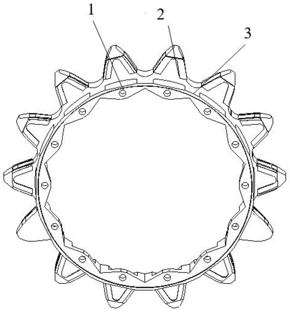 Low-friction efficient driving wheel gear ring and implementation method thereof