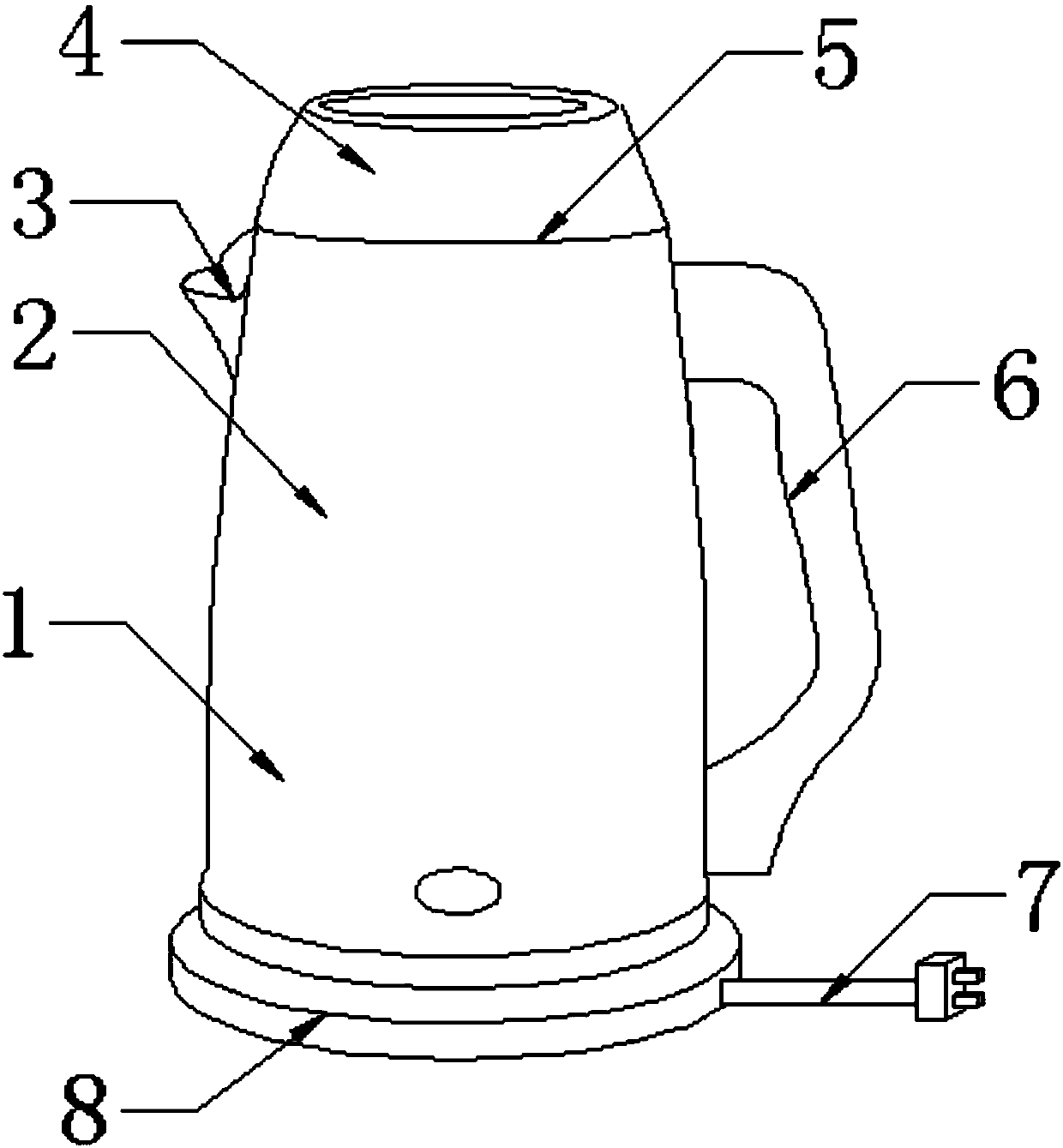 A kettle for preventing steam from escaping