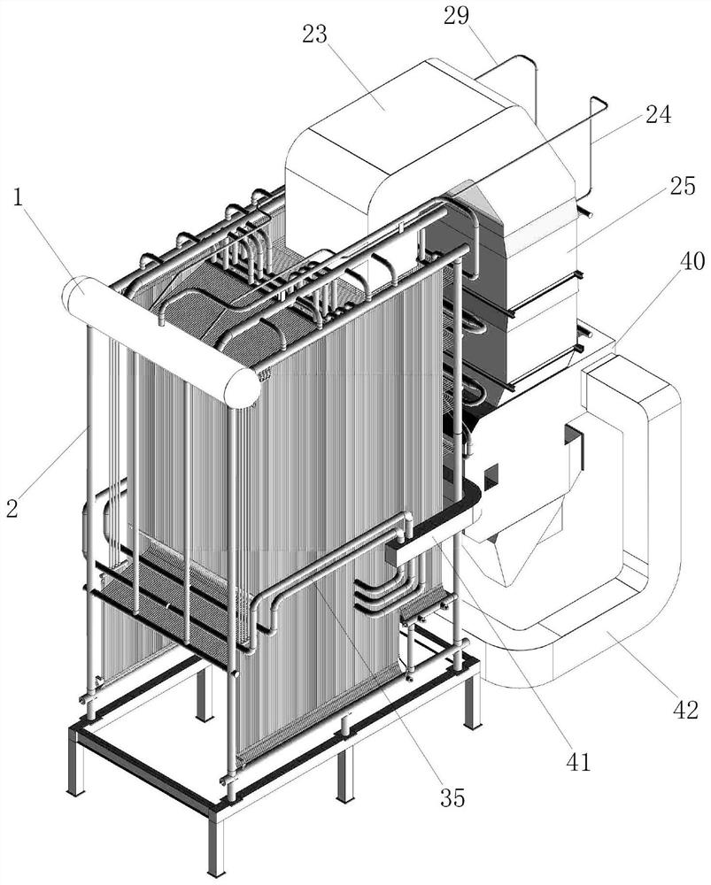 Single-boiler-barrel four-return-stroke biomass burning corner tube boiler