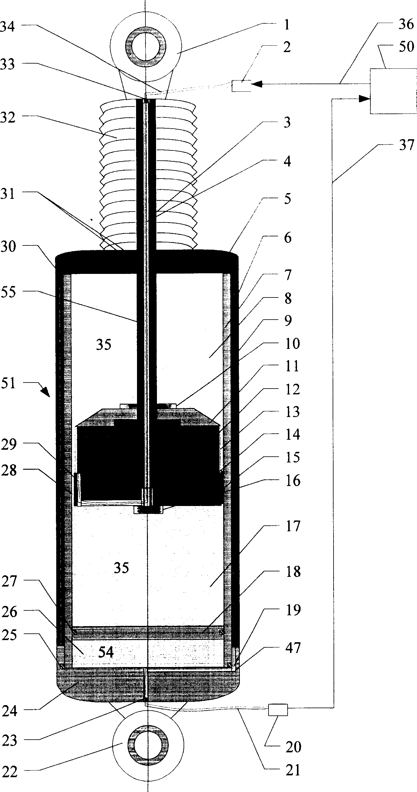 Self sensing method and system for cylinder inductive magnetic rheology damper integrated relative displacement