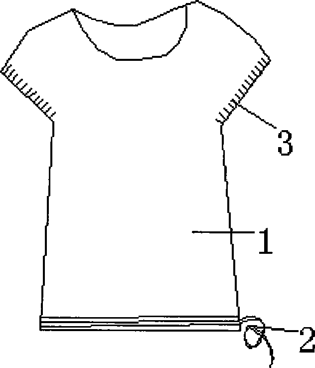 Deodorized and feather-sewed short sleeve shirt with rope and capable of releasing anions