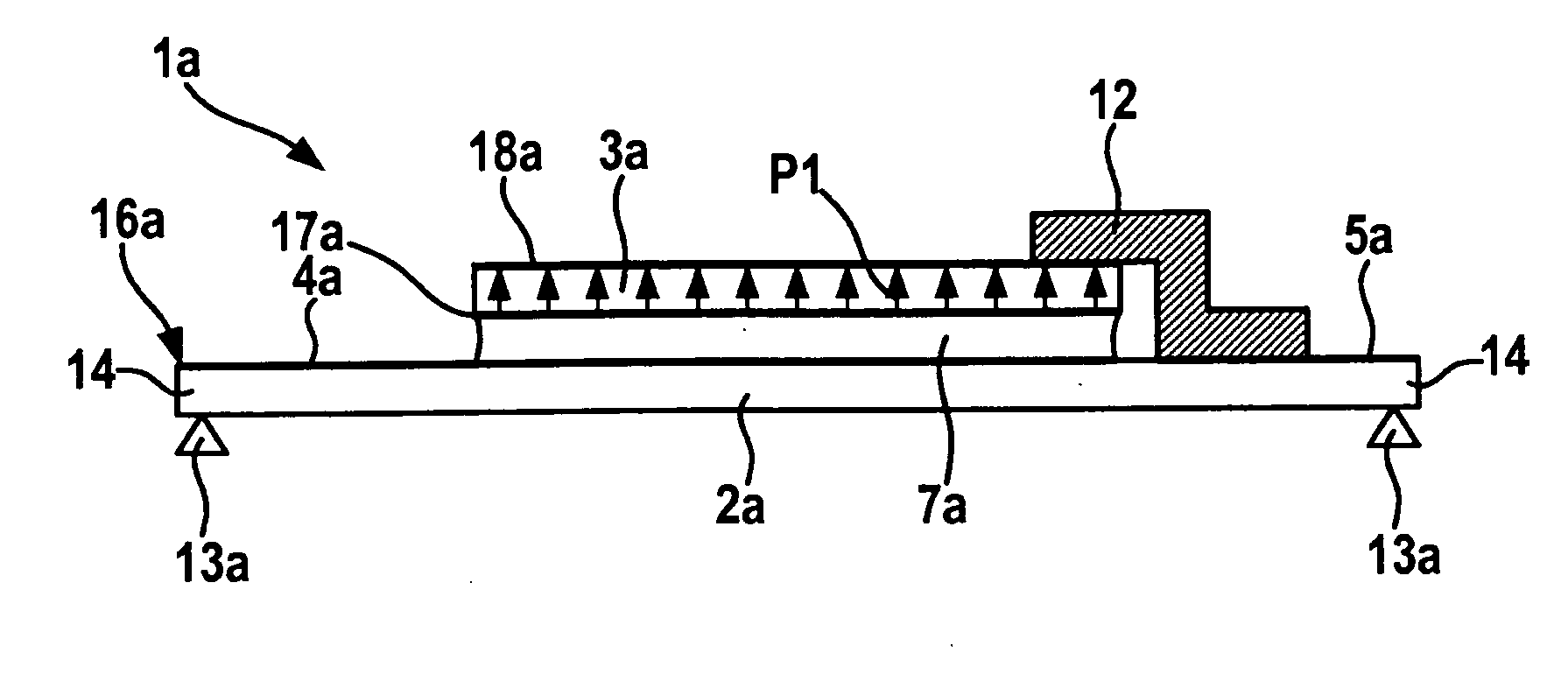 Bending transducer for generating electrical energy from mechanical deformations