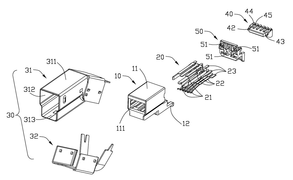 Plug connector with improved insulative housing for retaining terminals