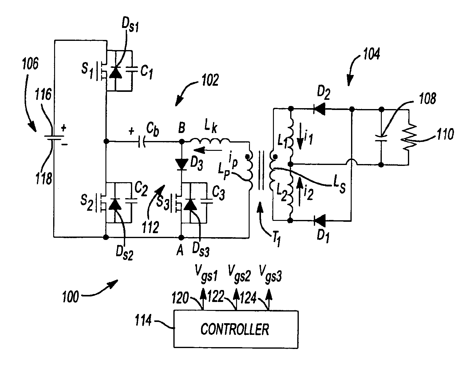 Zero-voltage switching half-bridge DC-DC converter topology by utilizing the transformer leakage inductance trapped energy
