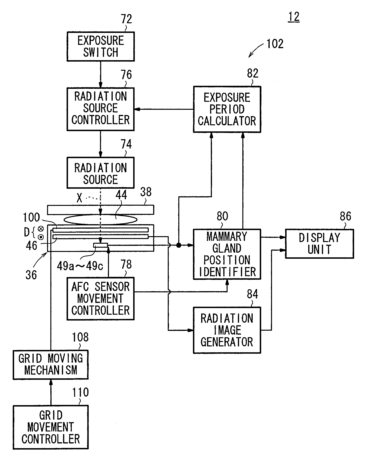 Radiation image capturing apparatus and grid moving device