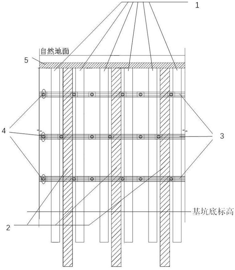 Pile-anchor supporting foundation pit deepening and reinforcing supporting structure and construction method thereof