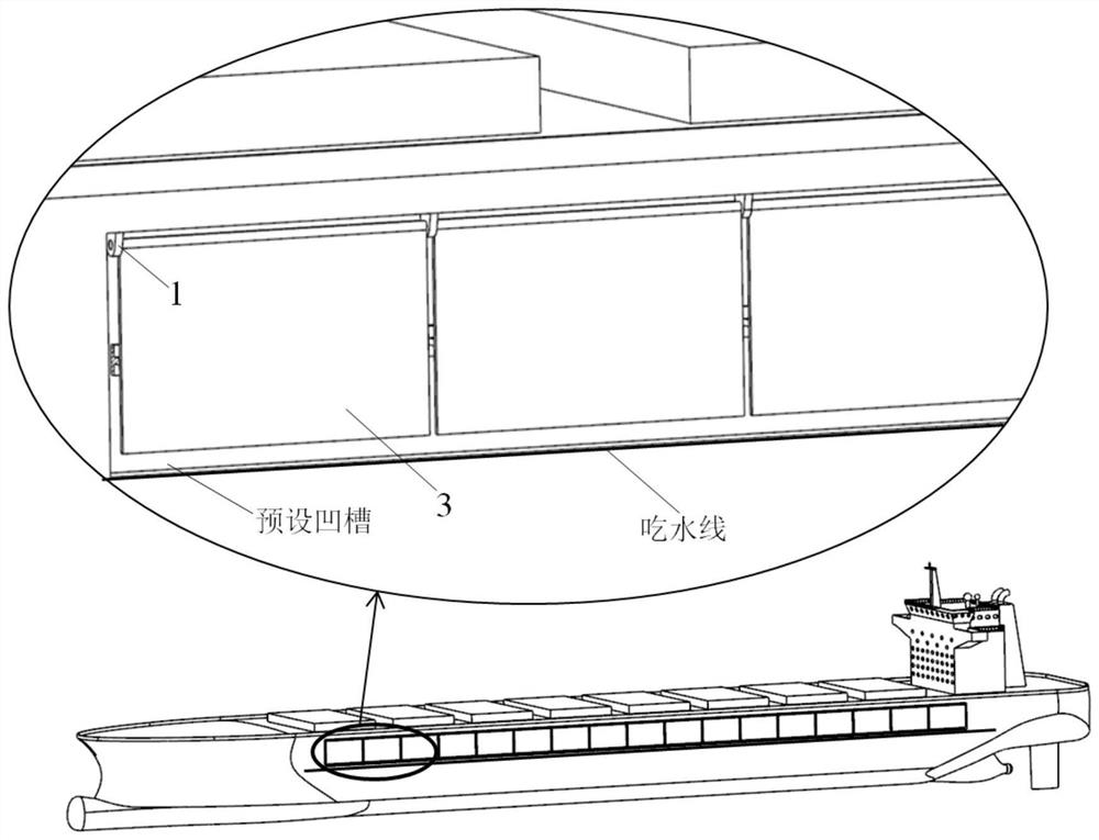 Boardside planking piezoelectric power generation device utilizing ship rolling