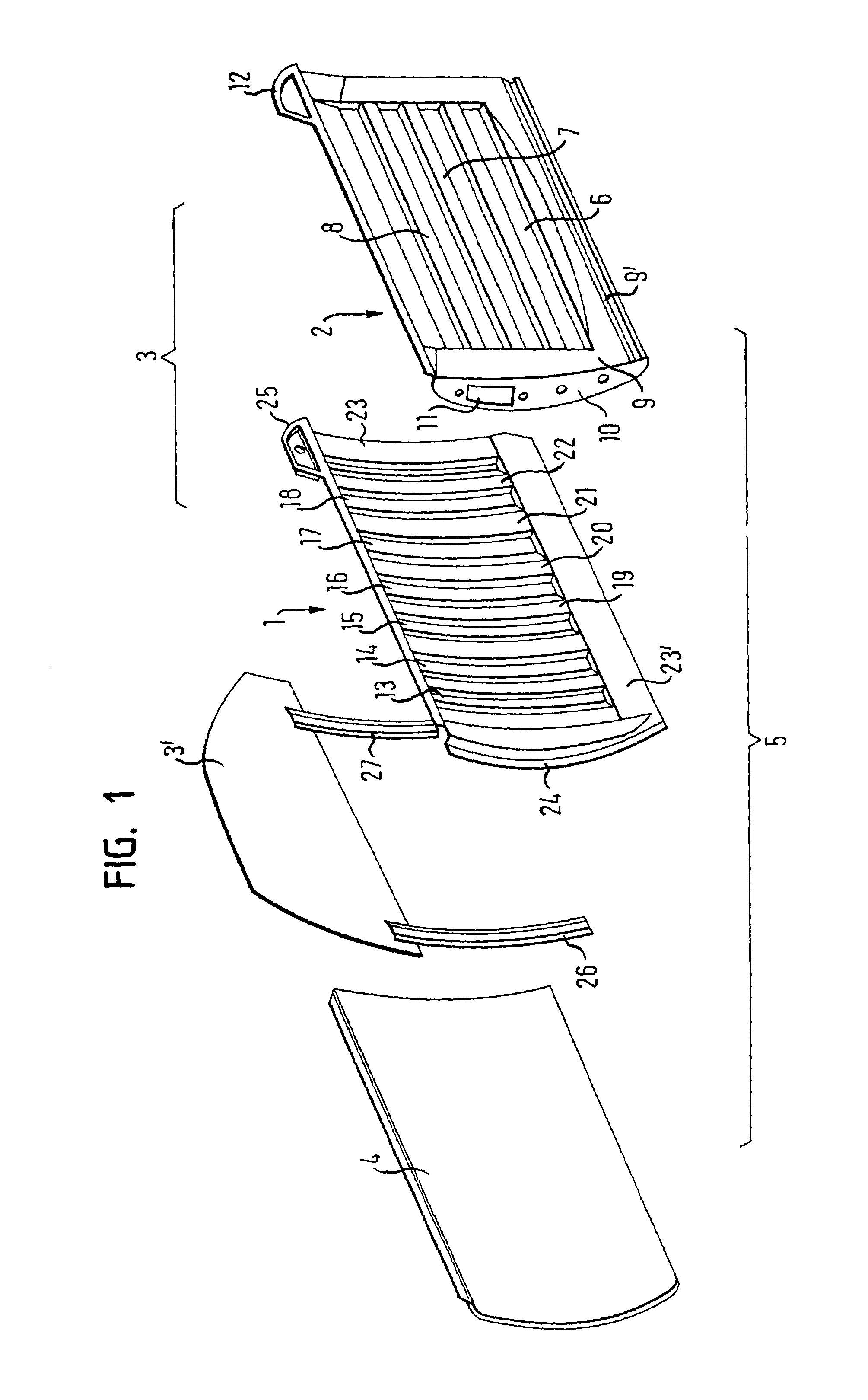 Curved vehicle door having a function carrier providing side impact protection