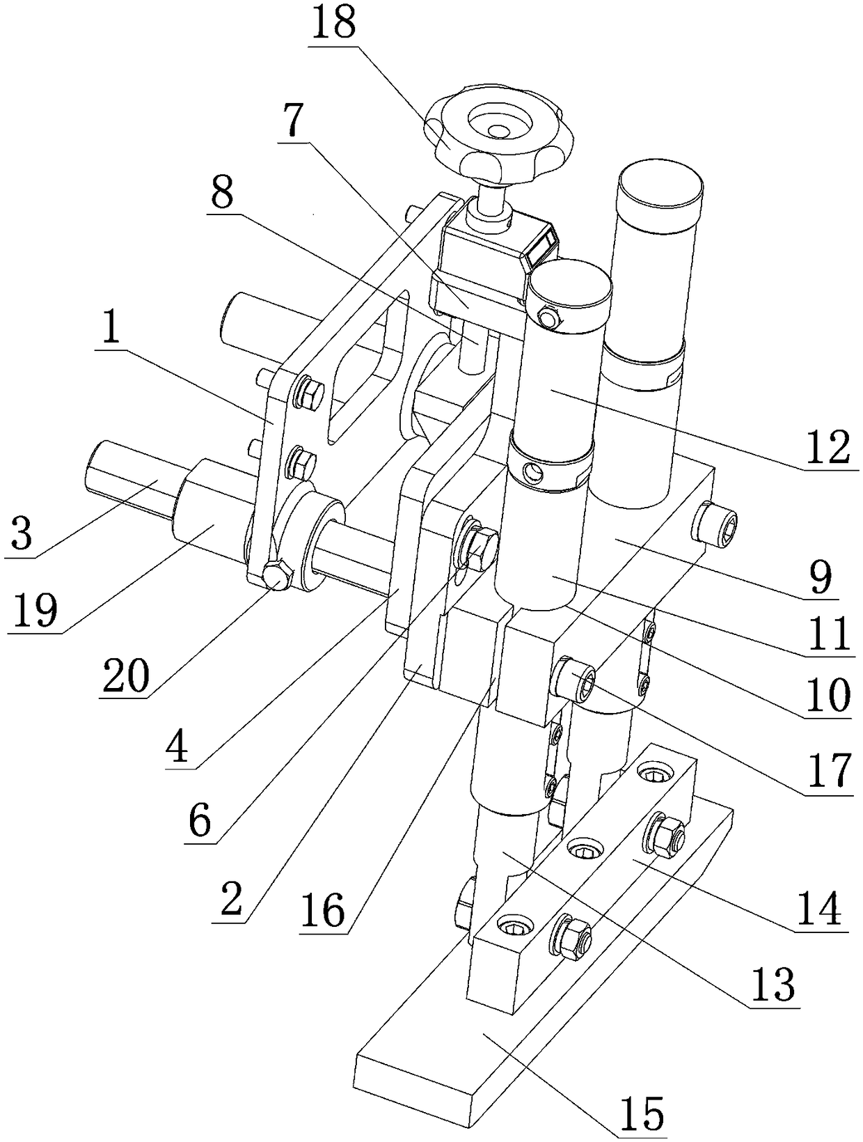 An upper pressing plate pressing mechanism for a vertical shaft split sawing machine
