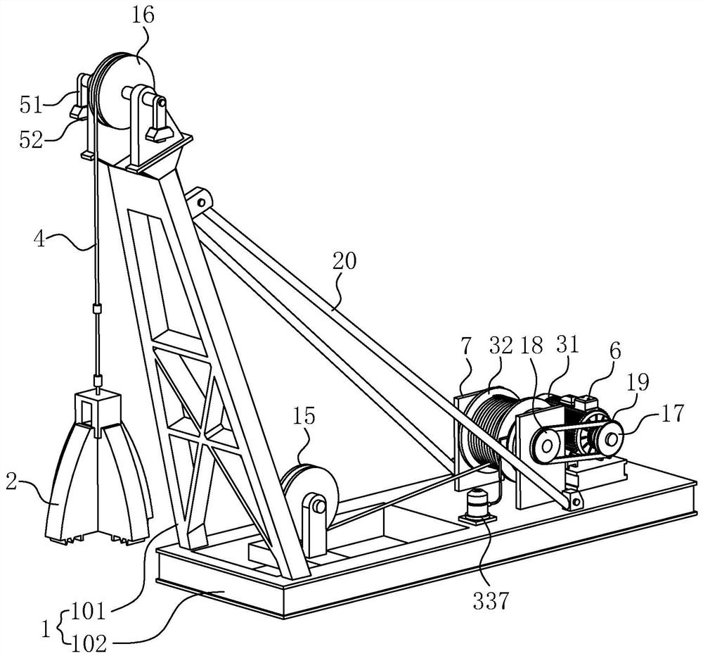 Percussion drill cast-in-place pile construction device and construction method thereof