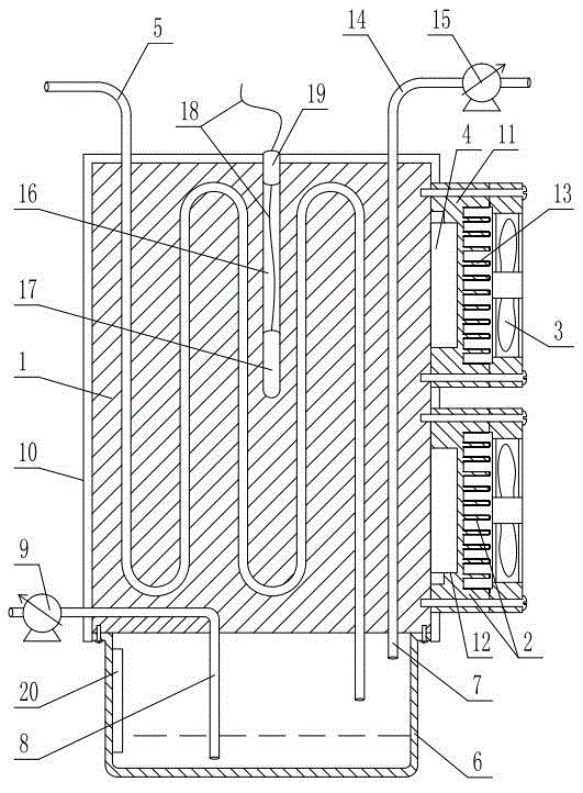 High-efficiency device for water removal from flue gas