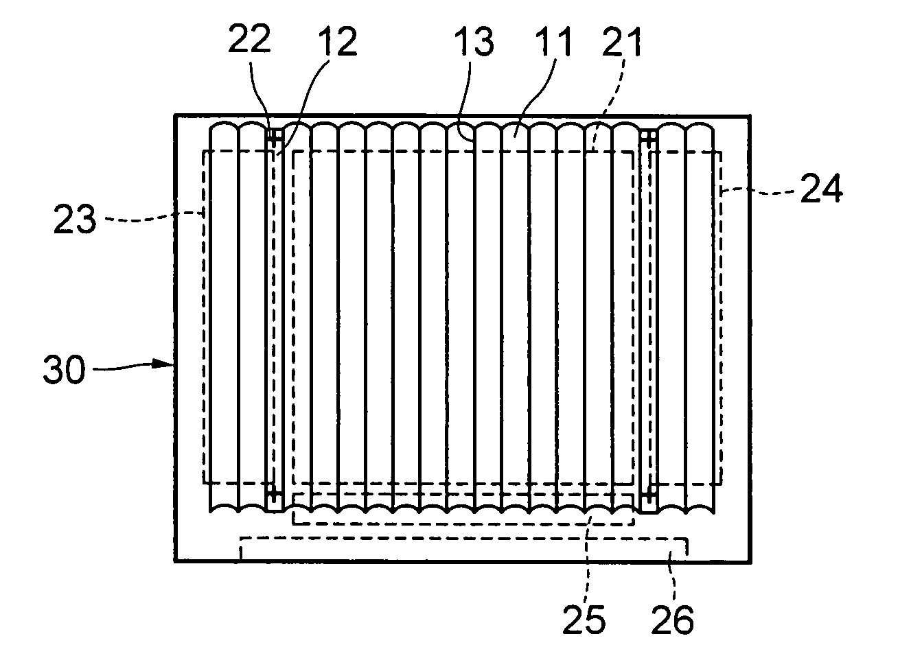 Optical element array, display device, and method of manufacturing display device, optical element array and optical element array molding die