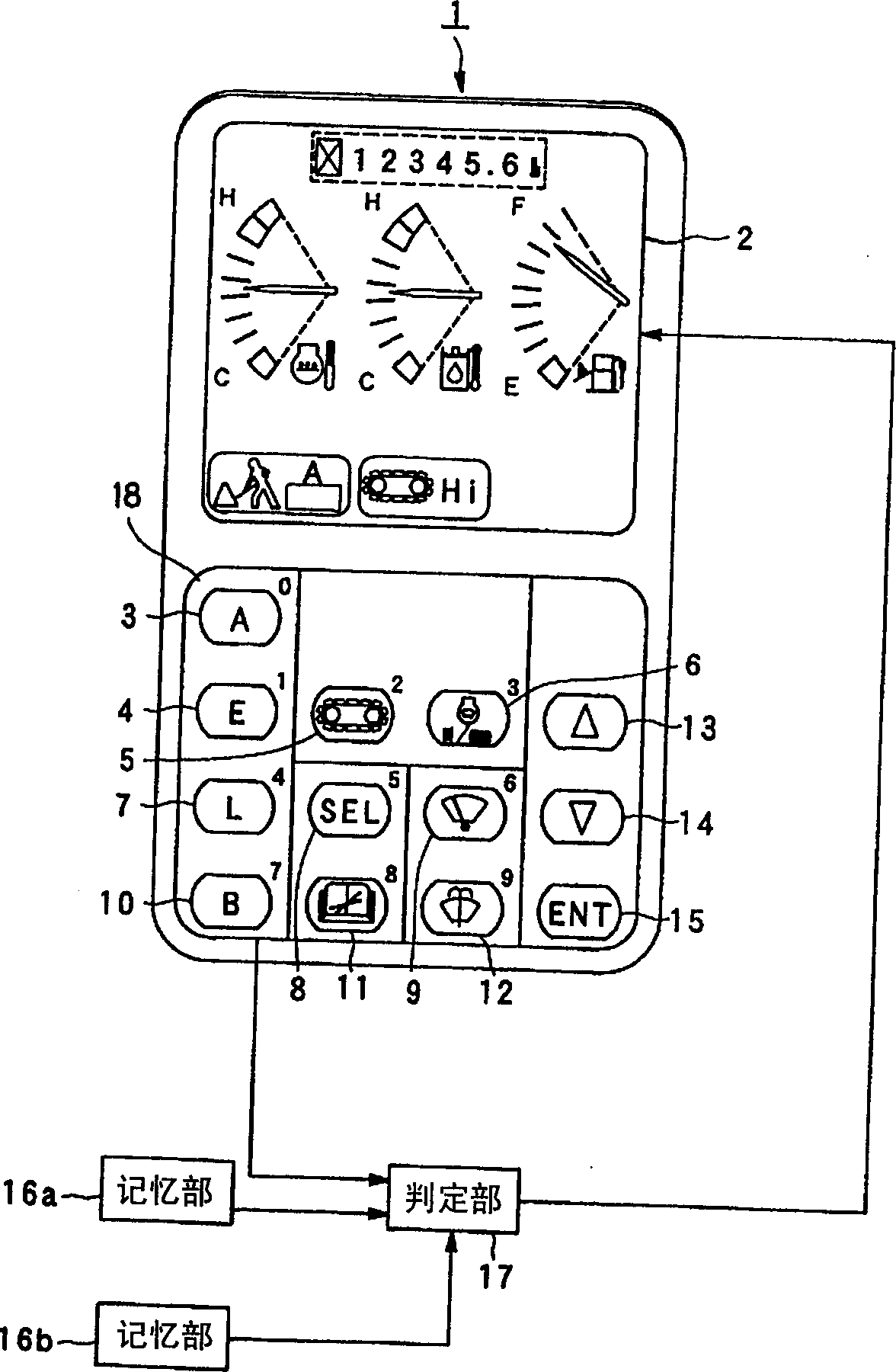 Display device and function locking and releasing device for building machinery