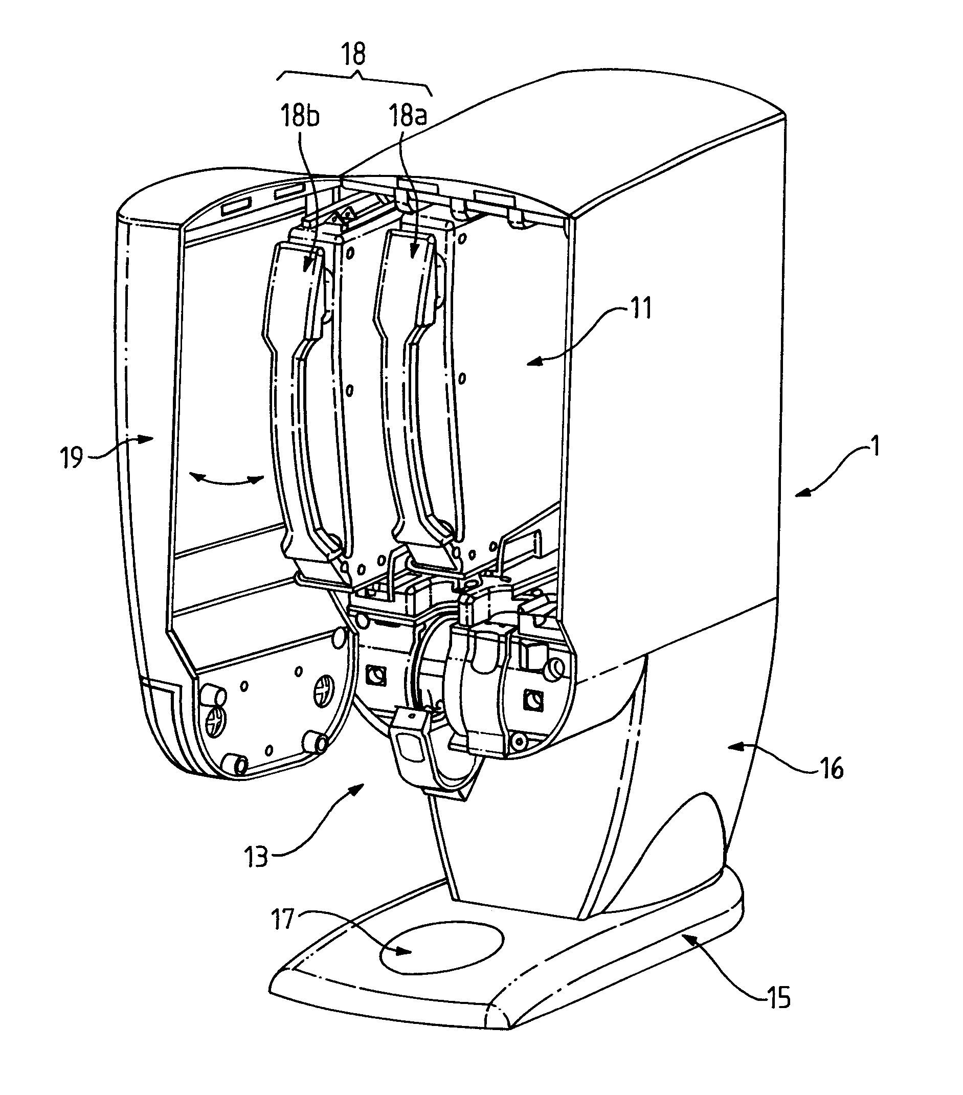 Compartmentalized dispensing device and method for dispensing a flowable product therefrom