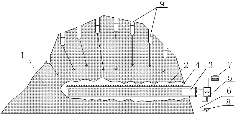 Method and system of in-situ ore leaching and leachate discharge of ion adsorption type ore