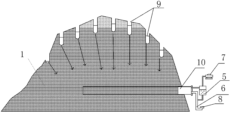 Method and system of in-situ ore leaching and leachate discharge of ion adsorption type ore