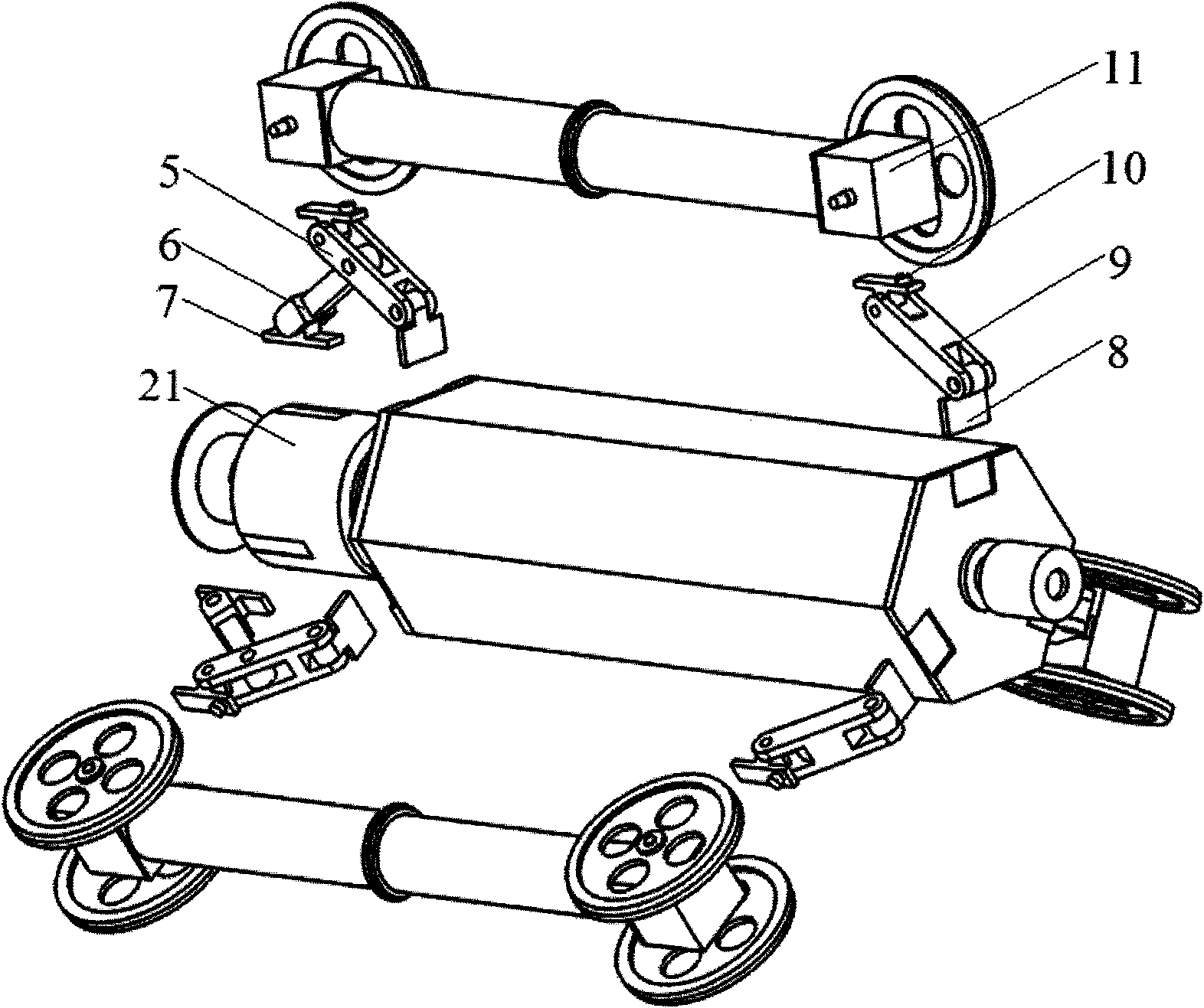 Drive running mechanism of pipeline robot