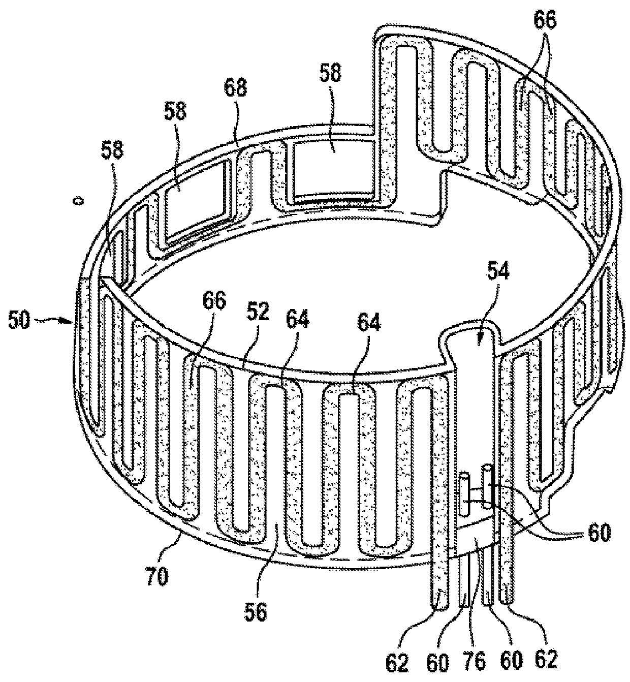 Supply module having a heating device for conveying an operating/auxiliary agent capable of freezing