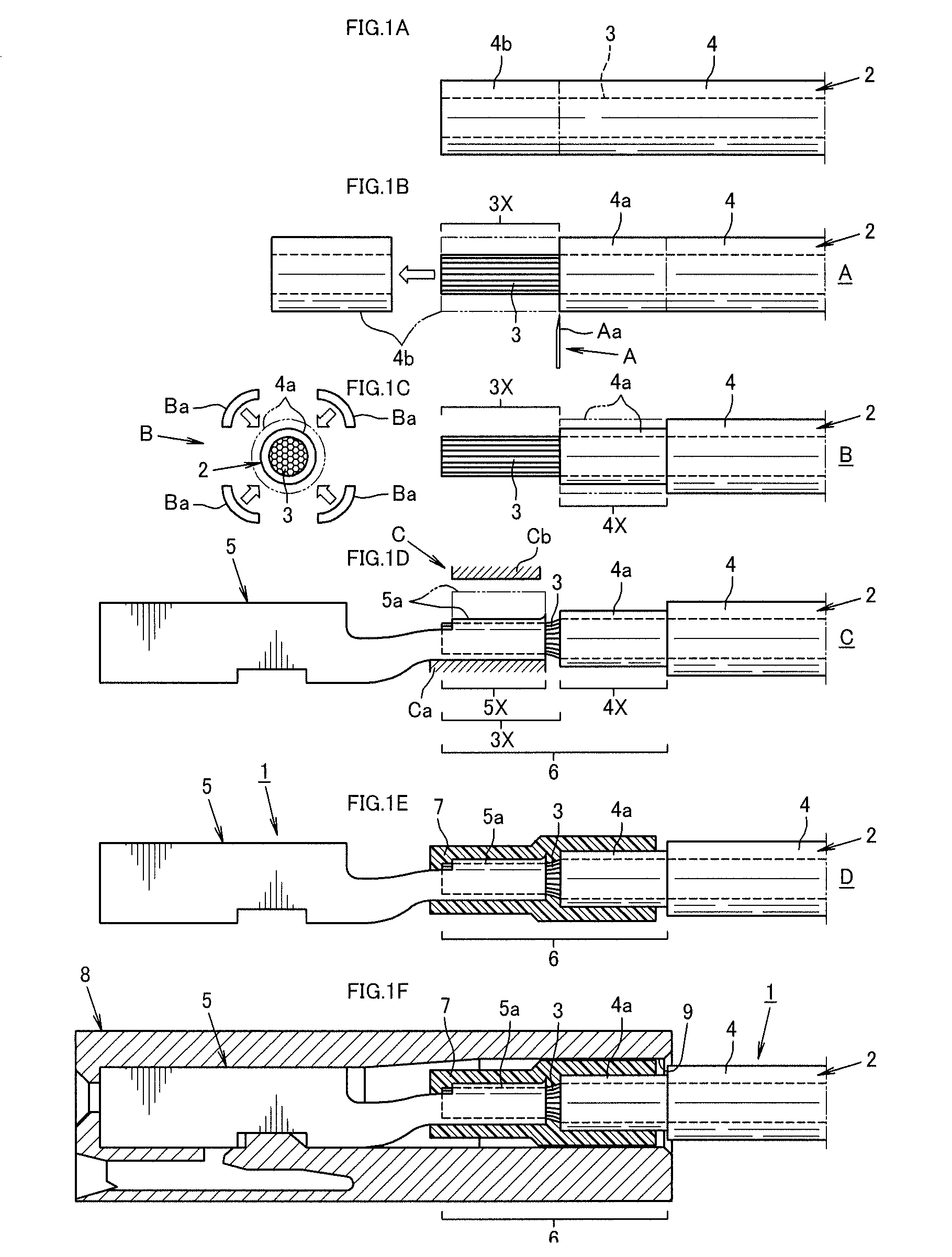Connecting structure, connecting device and connecting method for electric wire and terminal, and wire harness