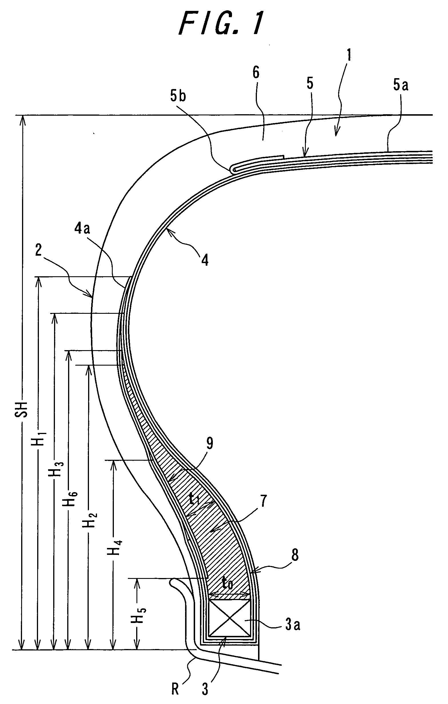 High-performance, low-profile tire for four-wheeled passenger car and method of mounting the tire
