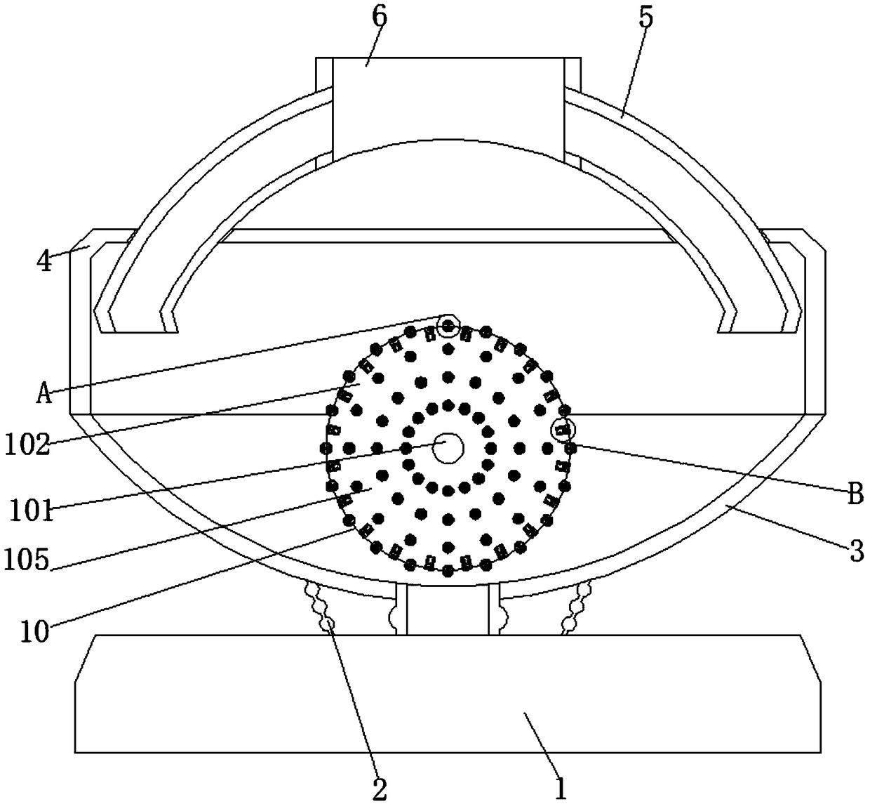 Arc-shaped route swinging type spheroidal twisting device applied to cell membranes of Pu'er tea