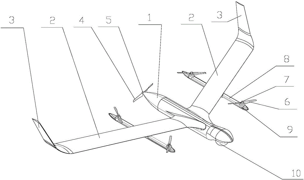 Fixed-wing air vehicle with plurality of rotary wings