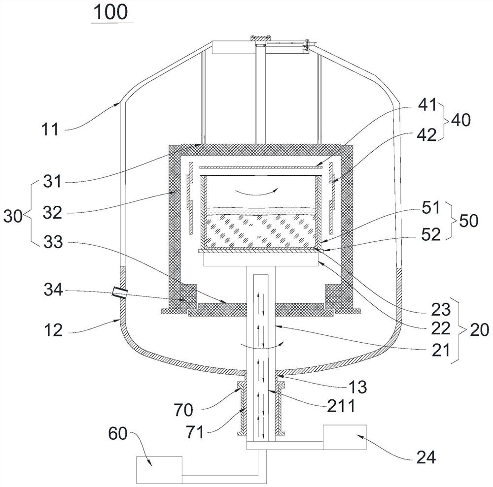 Ingot furnace for directional solidification growth of crystalline silicon and application