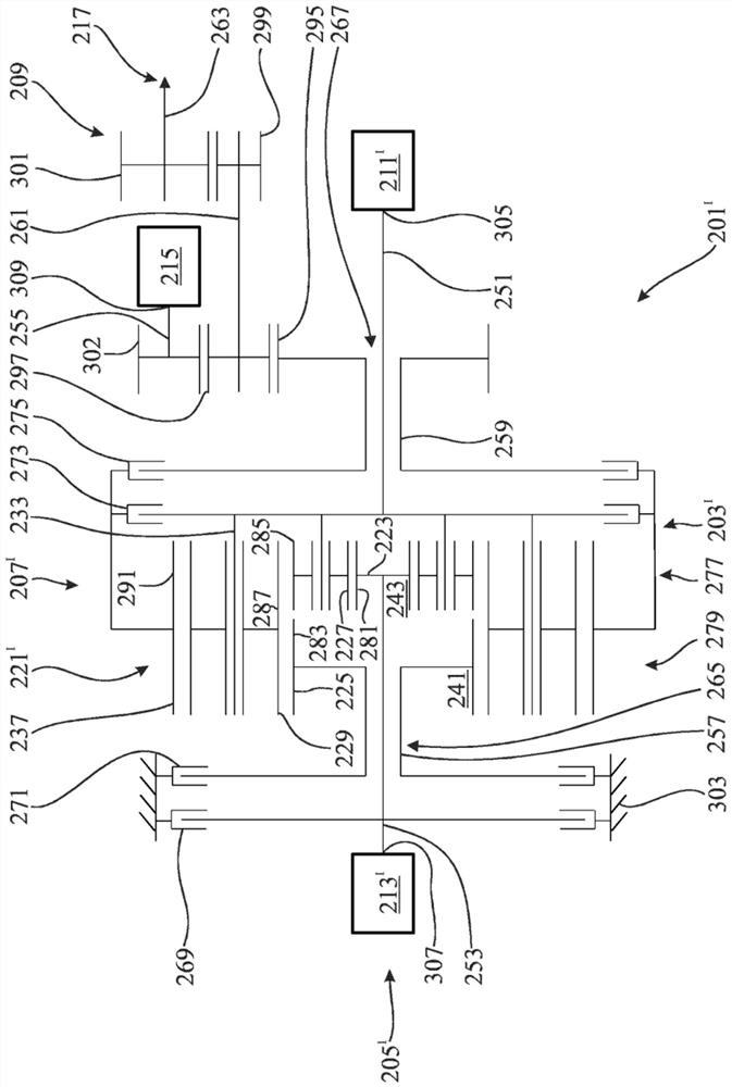 Dedicated hybrid transmission, particularly as part of a drive train, and operating method of such a drive train