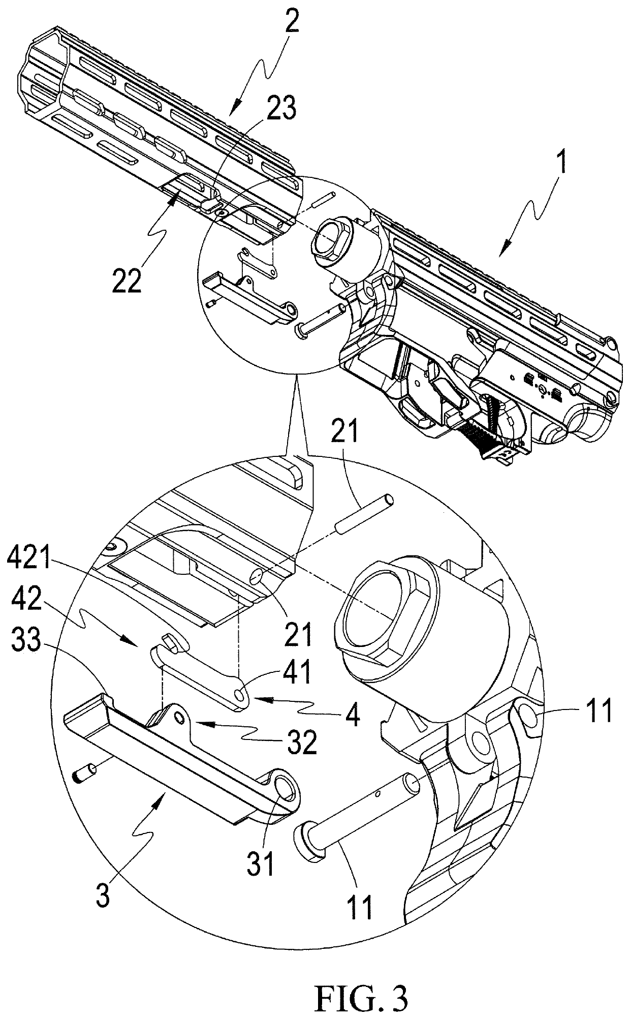 Handguard quick dismantling structure of toy gun