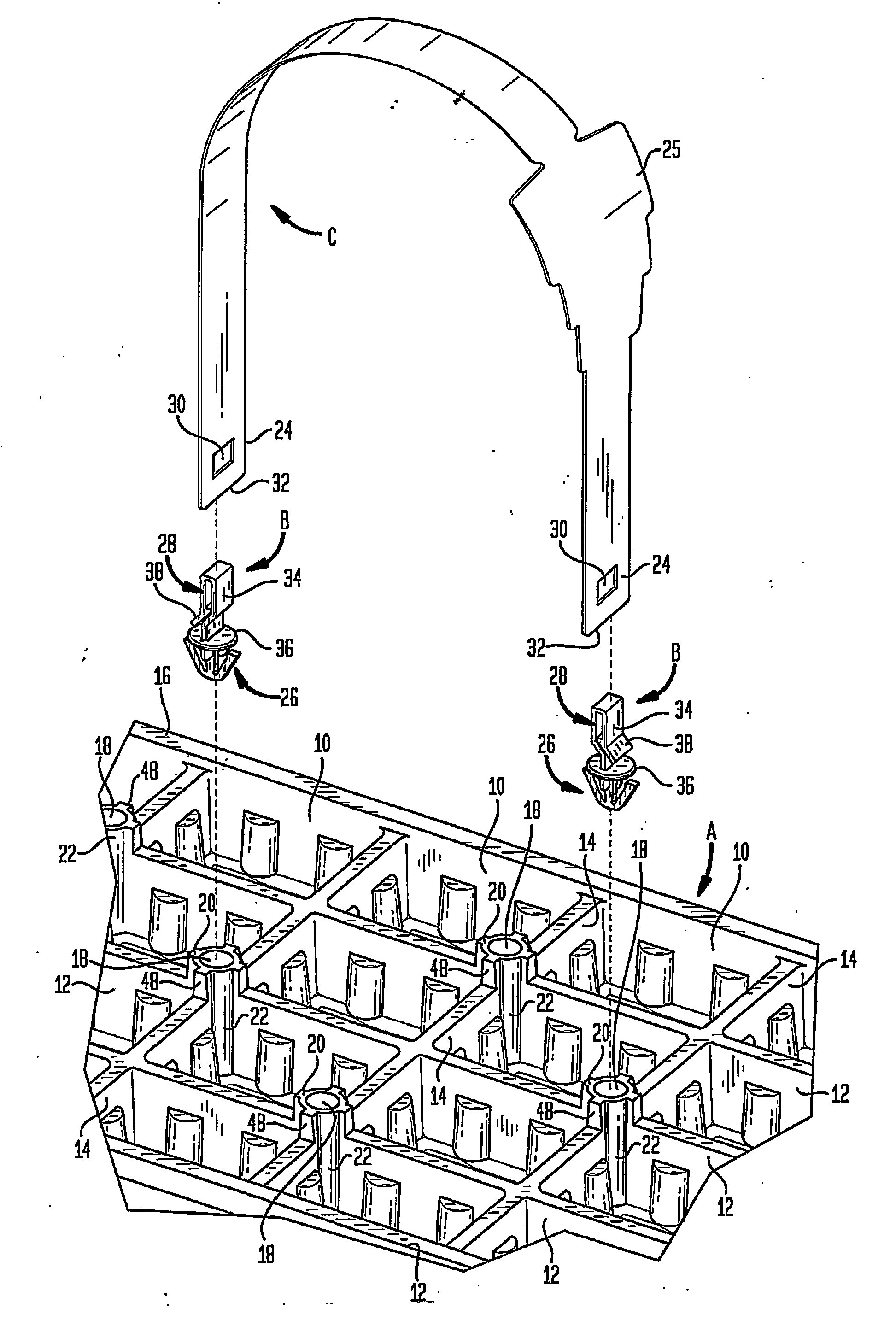 Two-part handle system for horticultural tray
