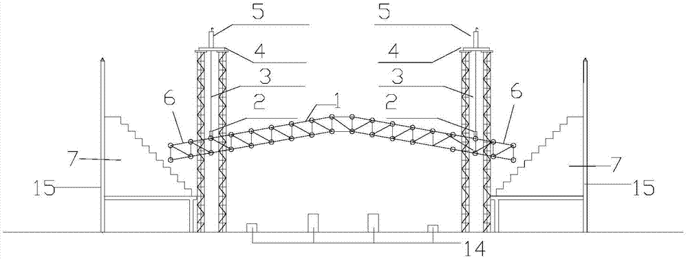 Long-span deformed steel truss and floor steel structure installation and construction method